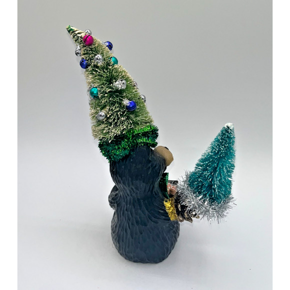 Vintage Black Bear with Christmas Tree Pinecone Paw Gingerbread Cardinal OOAK - Picture 9 of 16